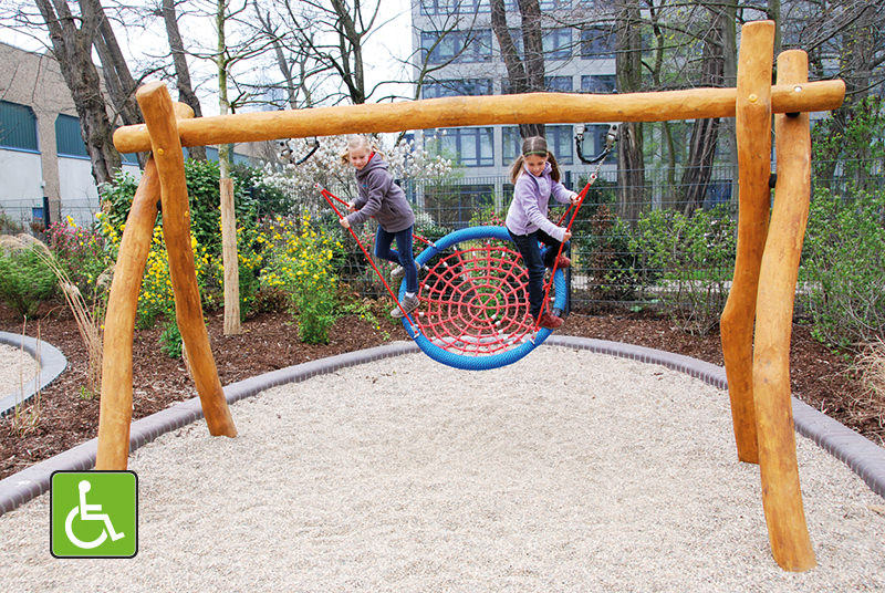 Columpio Infantil Bino 82725 En Forma De Estera Circular, Diámetro 100 X 160 Cm, Peso Máximo 150 Kg, Para Niños A Partir De 3 Años, Interior Y Exterior